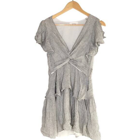 A.L.C. Viera Dress Silk Flutter Sleeve Twist Front Tiered Mini White  2 - Picture 5 of 10